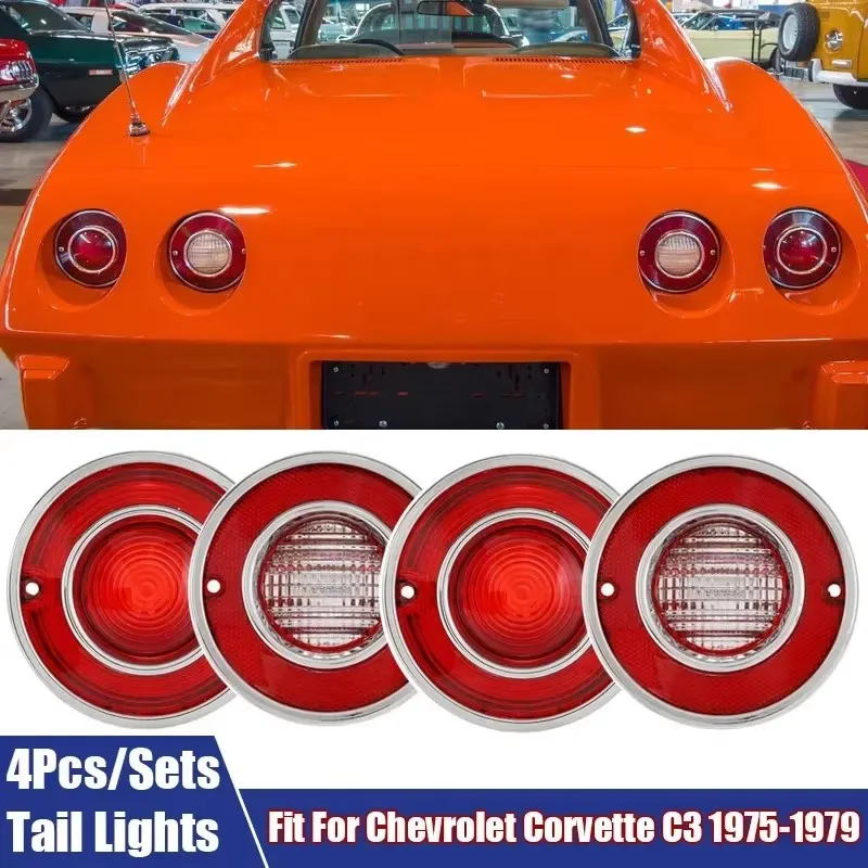 Hochwertiges 4-teiliges Rücklicht-Set, Rückfahr-/Rückwärtslichter-Kit, passend für Chevrolet Corvette C3 1975-1979, Auto-Außenzubehör.