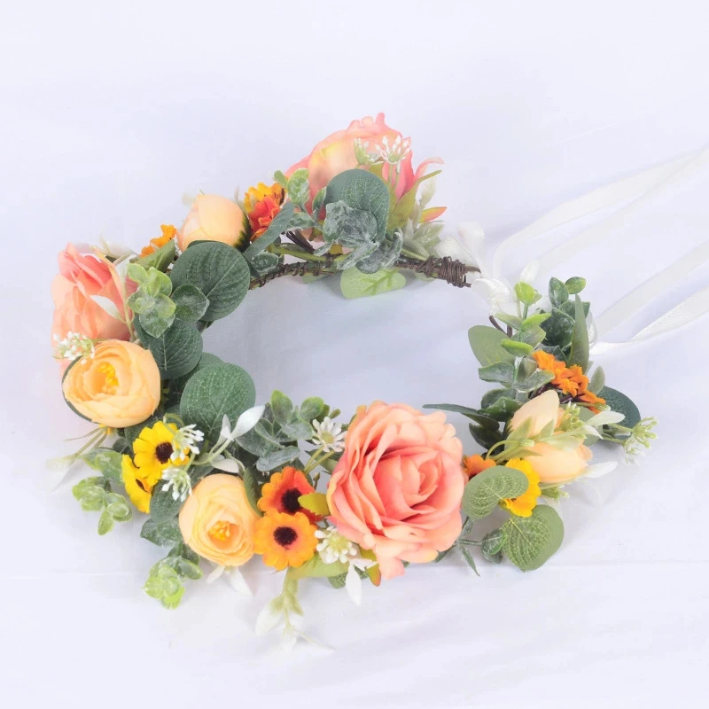 Flower Wreath Large Rose Hairband Bride Photo Shoot Tourist Seaside Headwear Garland