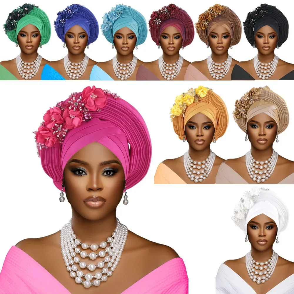 

Already Made African Headtie Women's Turban Cap Female Head Wraps Wedding Auto Geles Party Headwear Hat Accessories 2025