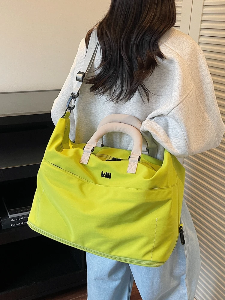Korean Japanese Large Capacity Travel Bag Women's Lightweight Short Trip Handheld Storage Luggage Bag Wet And Dry Separation ...