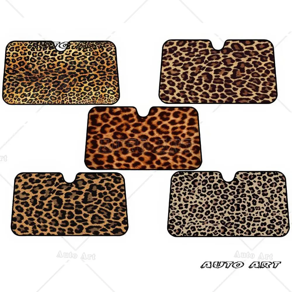 Animal Leopard Print Car Sunshade Shield Windshield Window Sun Blocker Cover Interior Protection For Truck SUV Visor Universal