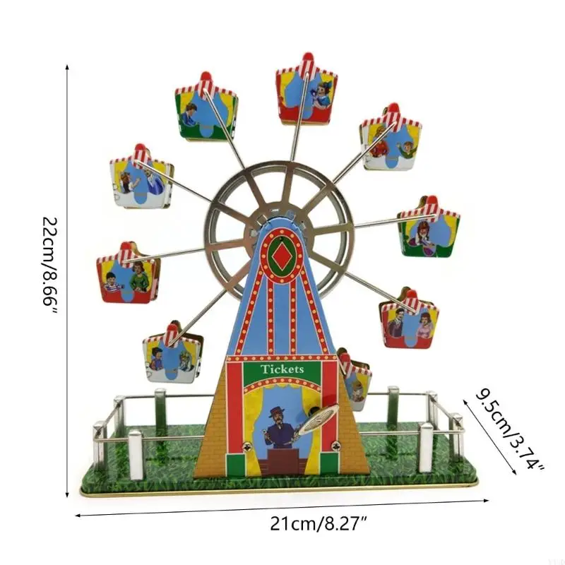 Y4UD Vintage Ferris Wheel Wind up Toy Music Box Creative Vintage Clockwork Toy