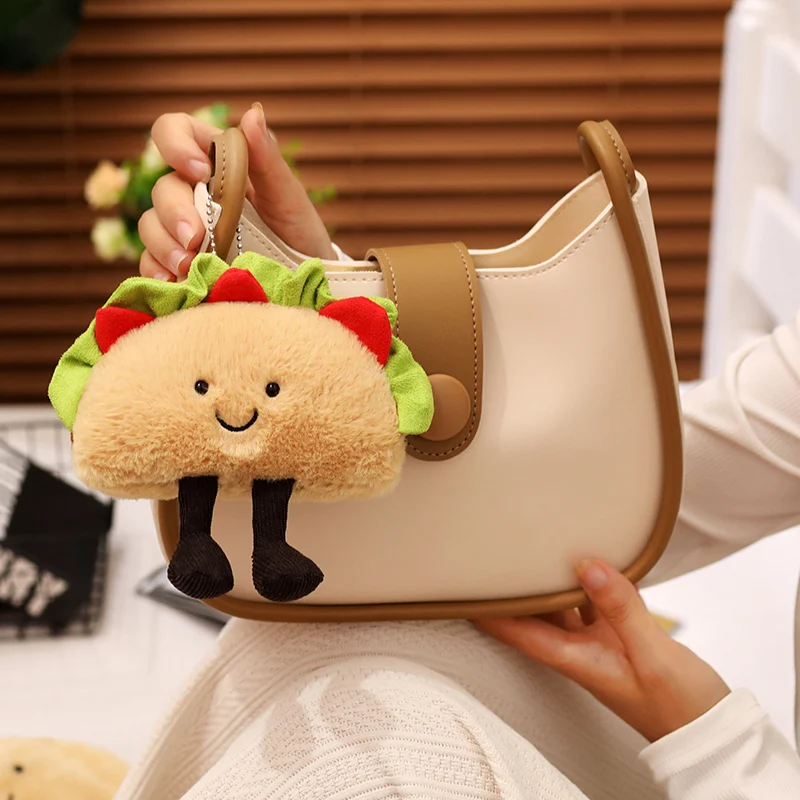 INS Hot Cartoon Burger Taco Cakes Plush Toys Simulation Stuffed Hamburger Plush Pillow Backpack Decor for Kids Girls Xmas Gifts