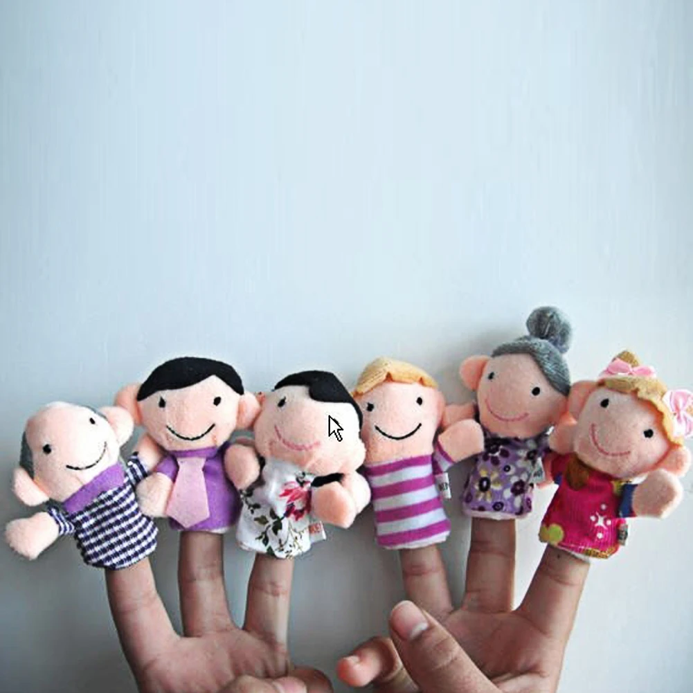 6 Stuks Familie Vinger Poppen Cartoon Pluche Doek Leren Verhaal Poppen Speelgoed Ouder-Kind Interactie Schattig Voor Jongens Meisjes Vakantie Geschenken