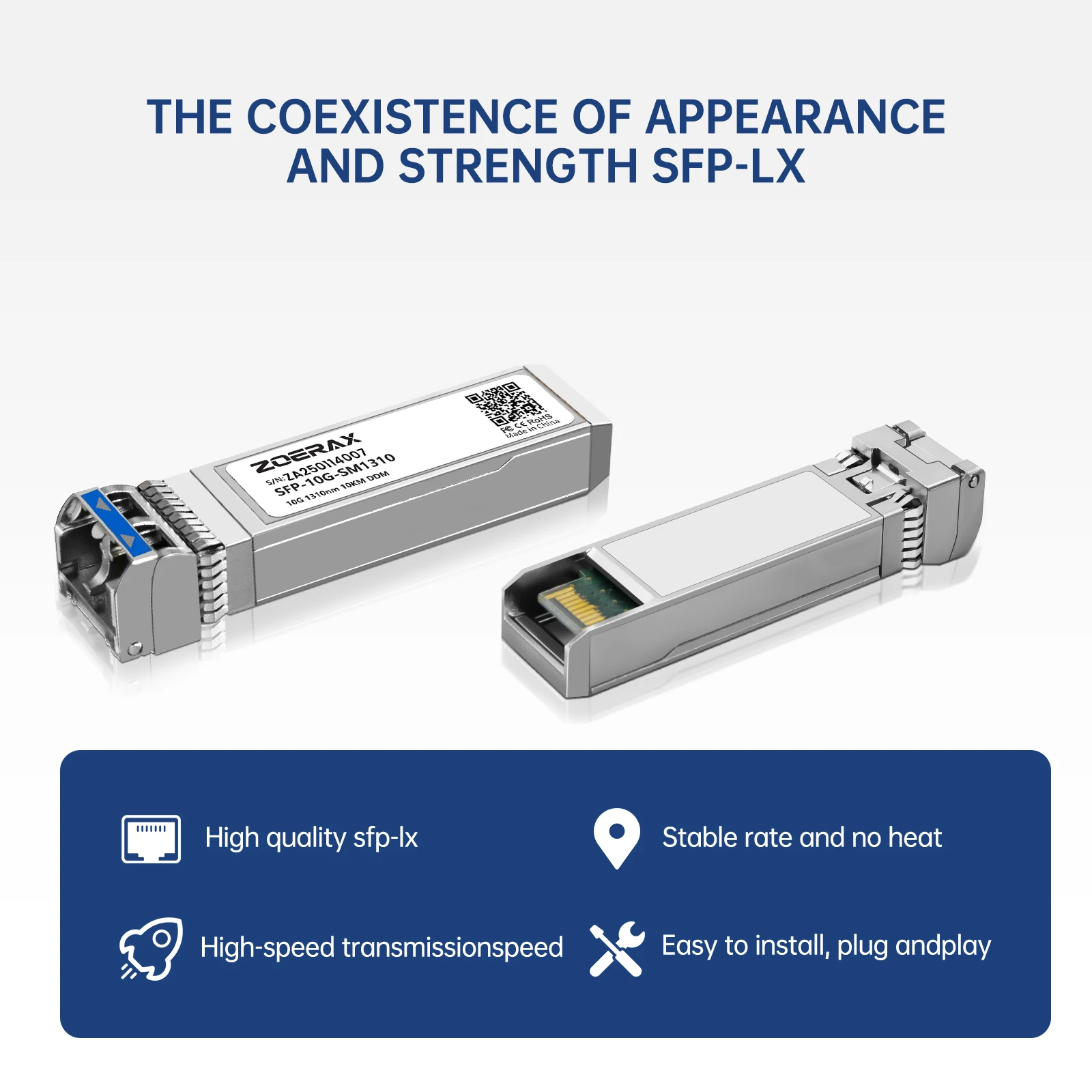 ZoeRax 10G SFP+ Single-Mode LC Duplex Transceiver Modul 1310 nm 10 km DDM Glasfasermodul für Cisco TP-Link Ubiquit und Othe – Detail 2
