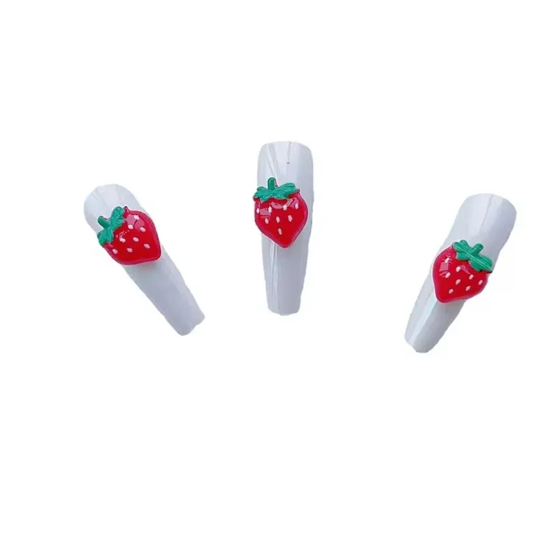 10Pcs Cute Nail Art Strawberry Flatback Resin Nail Charms Fruit Cherry Shaped Nail Art 3D Gemstones For Nail Decorat Accessories