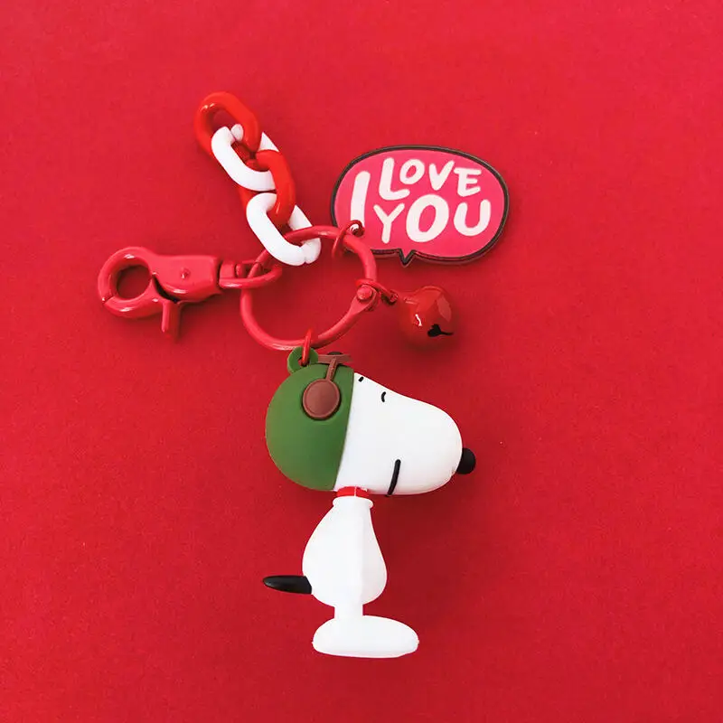 Cartoon Snoopy Charlie Keychain Kawaii Pvc Figure Pendant Cute Bag Hanging Charm Creative Car Key Ring Ornament Holiday Gift