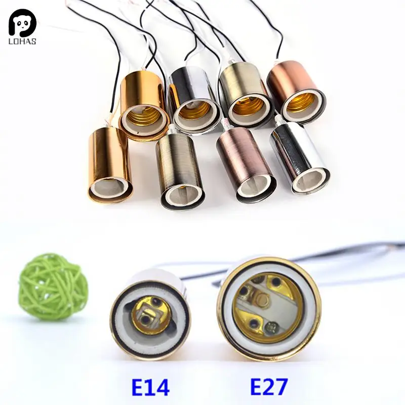 1PC E14/E27 Base Screw LED Light Lamp Bulb Holder Adapter Socket Converter Wall plug-in Screw Base Chrome Ceramic Screw Base