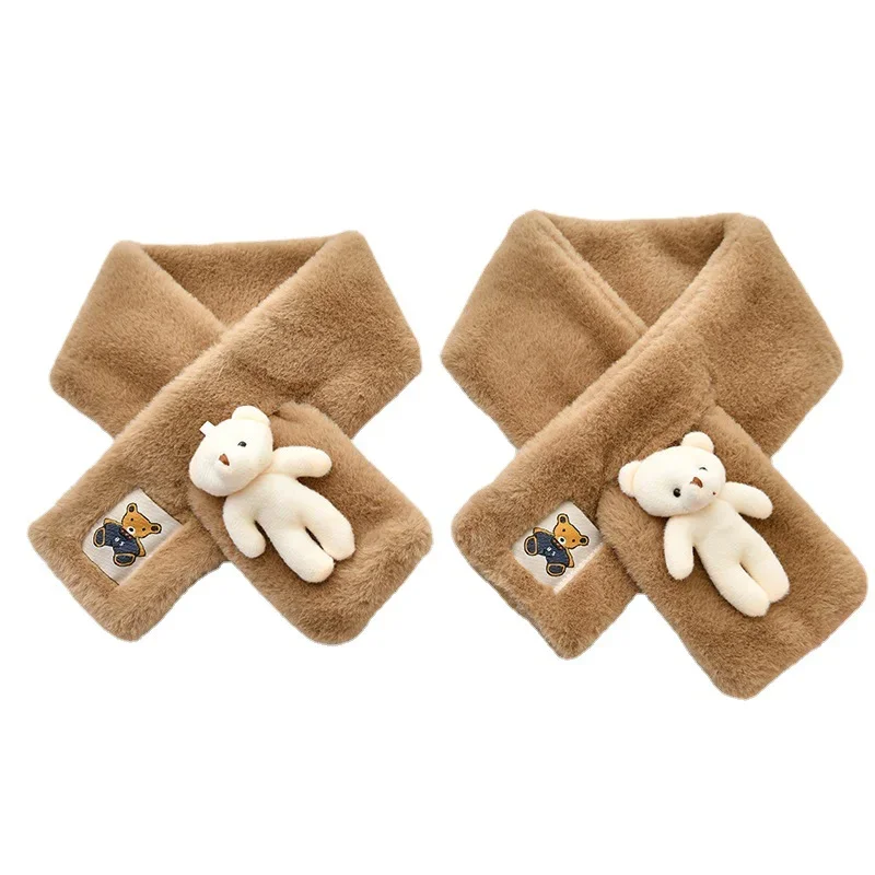 2022 Autumn Winter Soft Plush Children Scarf Cute Cartoon Girl Baby Thick Warm Scarf Outdoor Kids Neckerchief Baby Accessories