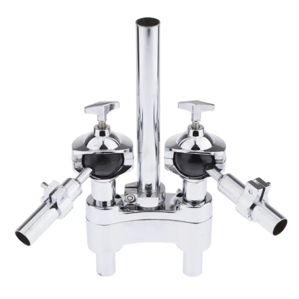 Adjustable Double Tom Holder Drum Stand Mount Silver Steel Tom Bracket for Drum Kit Jazz Session