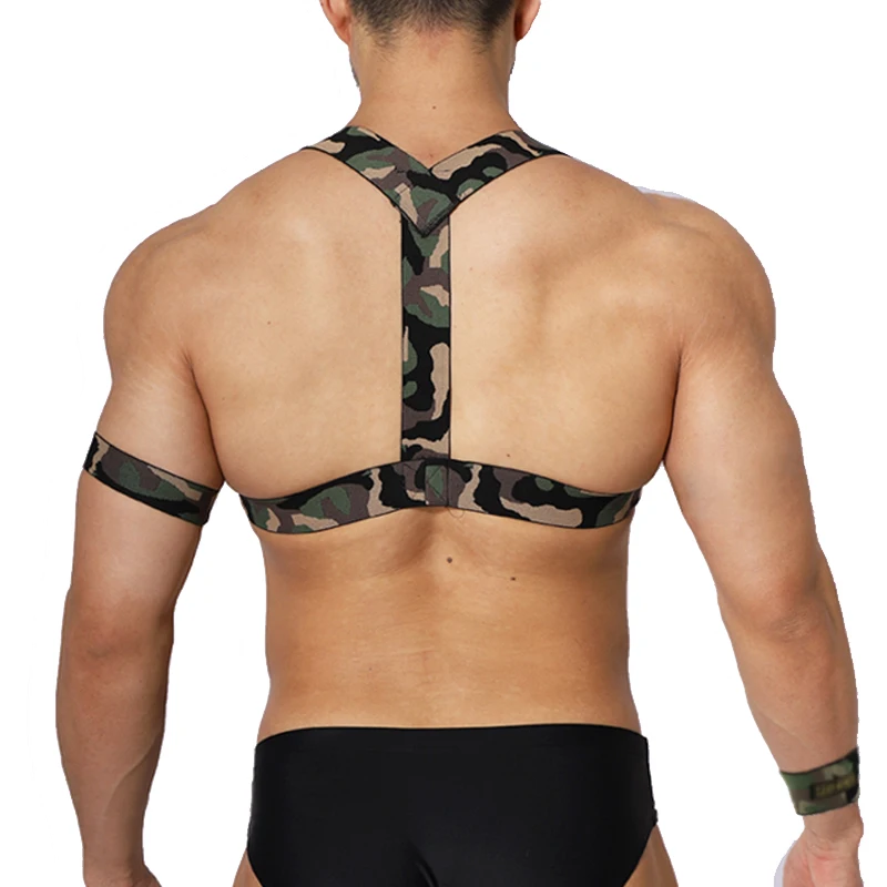 CLEVER-MENMODE Male Lingerie Harness Men Bondage Clothing Sexy Body Chest Harness Strap Punk Rave Costumes Camouflage