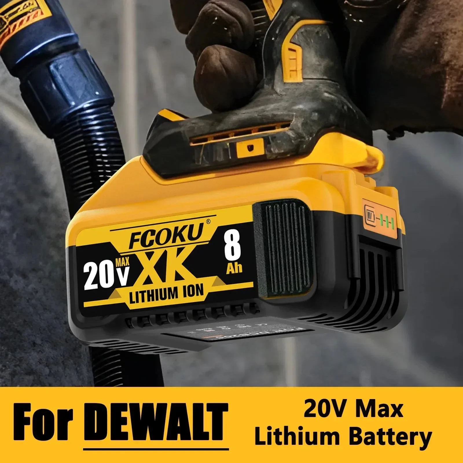 20V DCB200 Replacement Li-ion Battery for DeWalt DCB205 DCB201 DCB203 Power Tool Battery 20 Volt MAX 6.0/8.0Ah With Charger