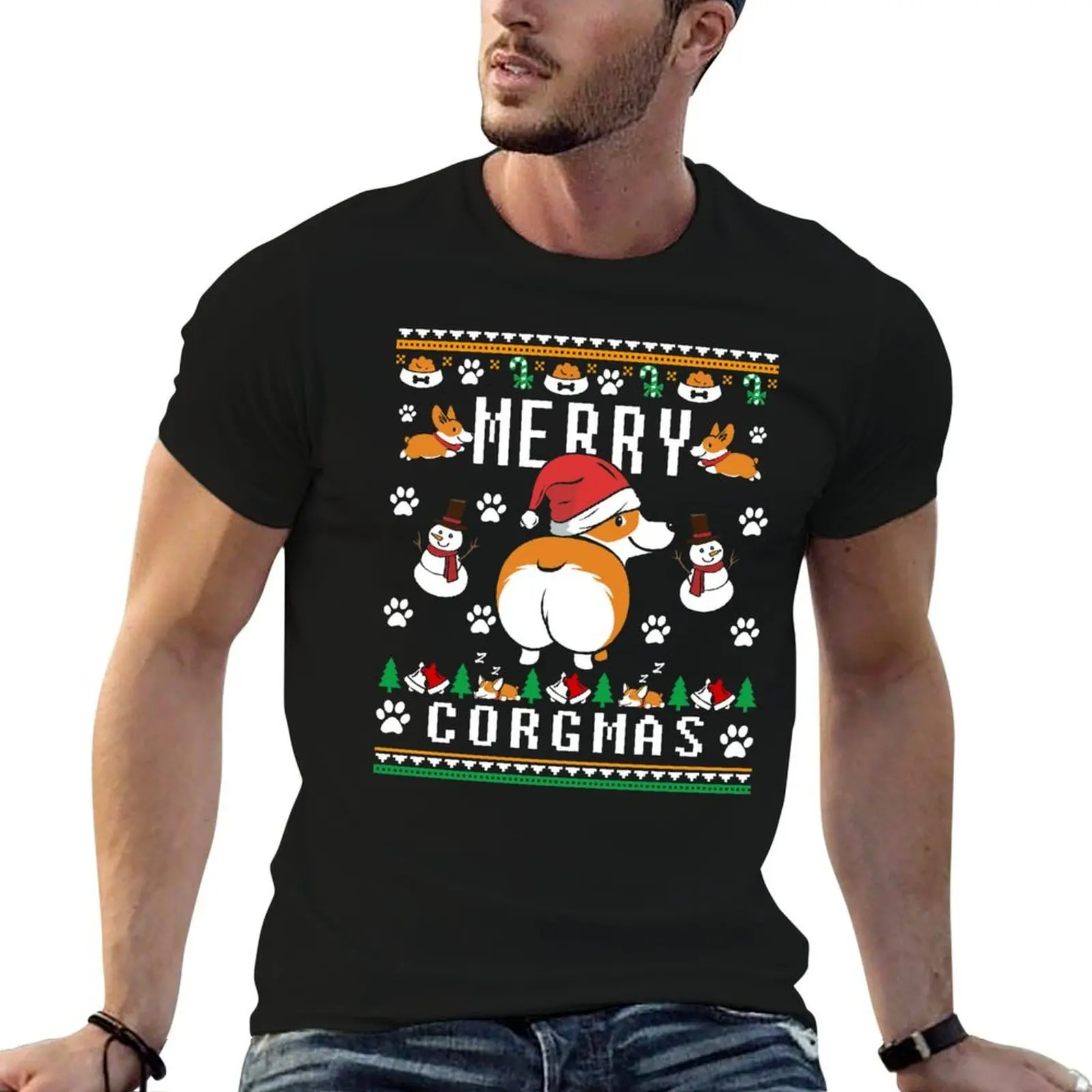 

Funny Corgi Lover Ugly Christmas Sweater T-Shirt t shirts for man pack white man t shirt summer T-Shirt