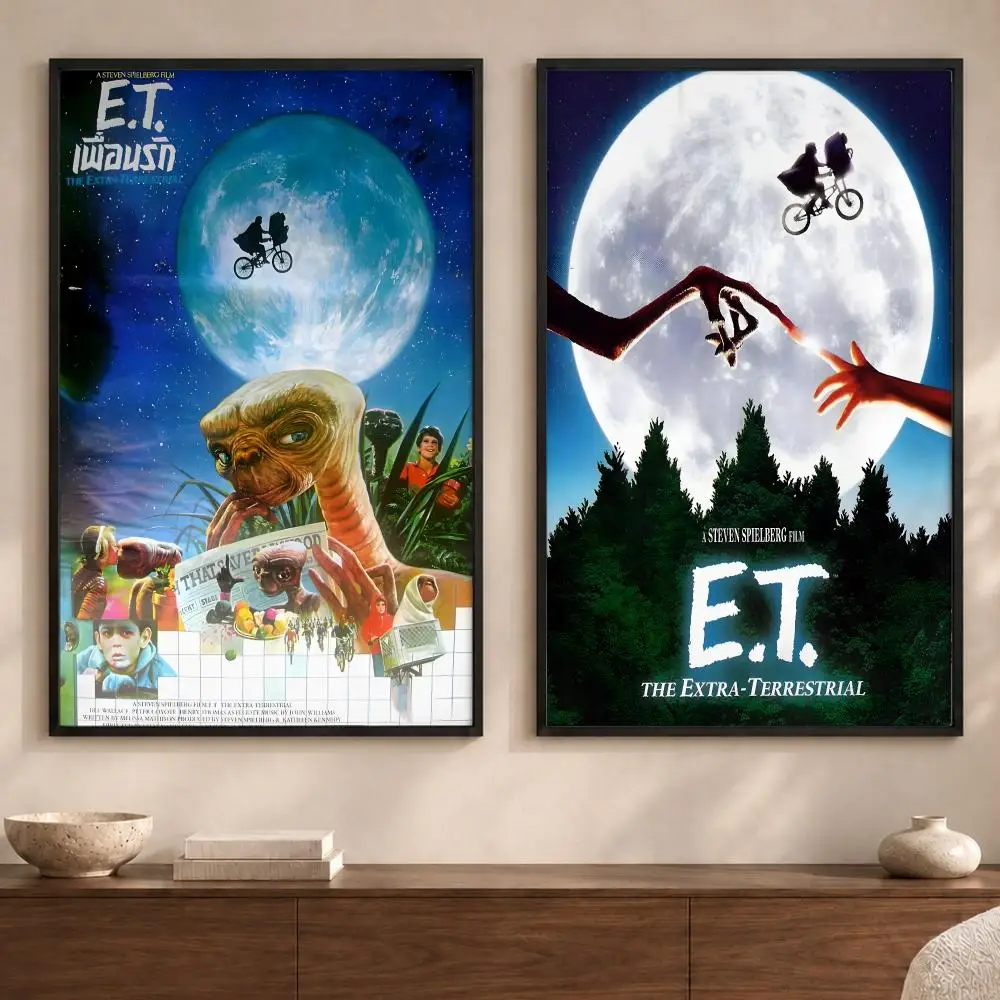 Movie E-E.T. the Extra-TerrestrialS Poster Art  Self-Adhesive No Glue Residue Wall Sticker for Home Office Nursery