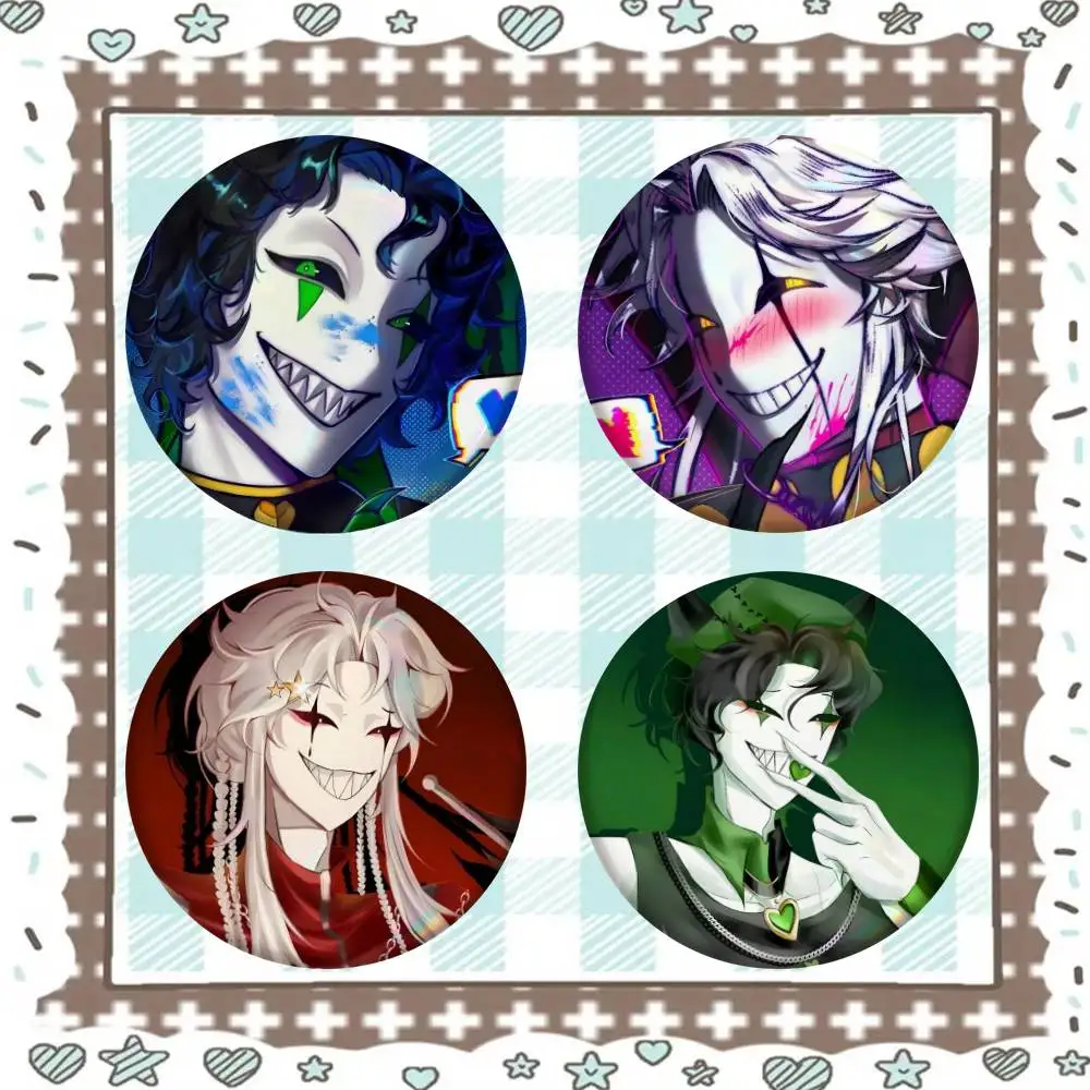 Freakish P-Pierrot Circus Bash Anime Badge Tinplate Meme Round Brooch For Hat Bag Creative Lapel Jewelry Accessories Gifts