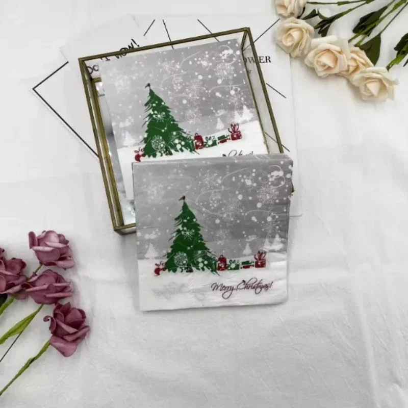 Colourful Printed Napkin Christmas Tree Christmas Eve Creative Paper Napkin Party Western Restaurant Disposable Decorative Paper