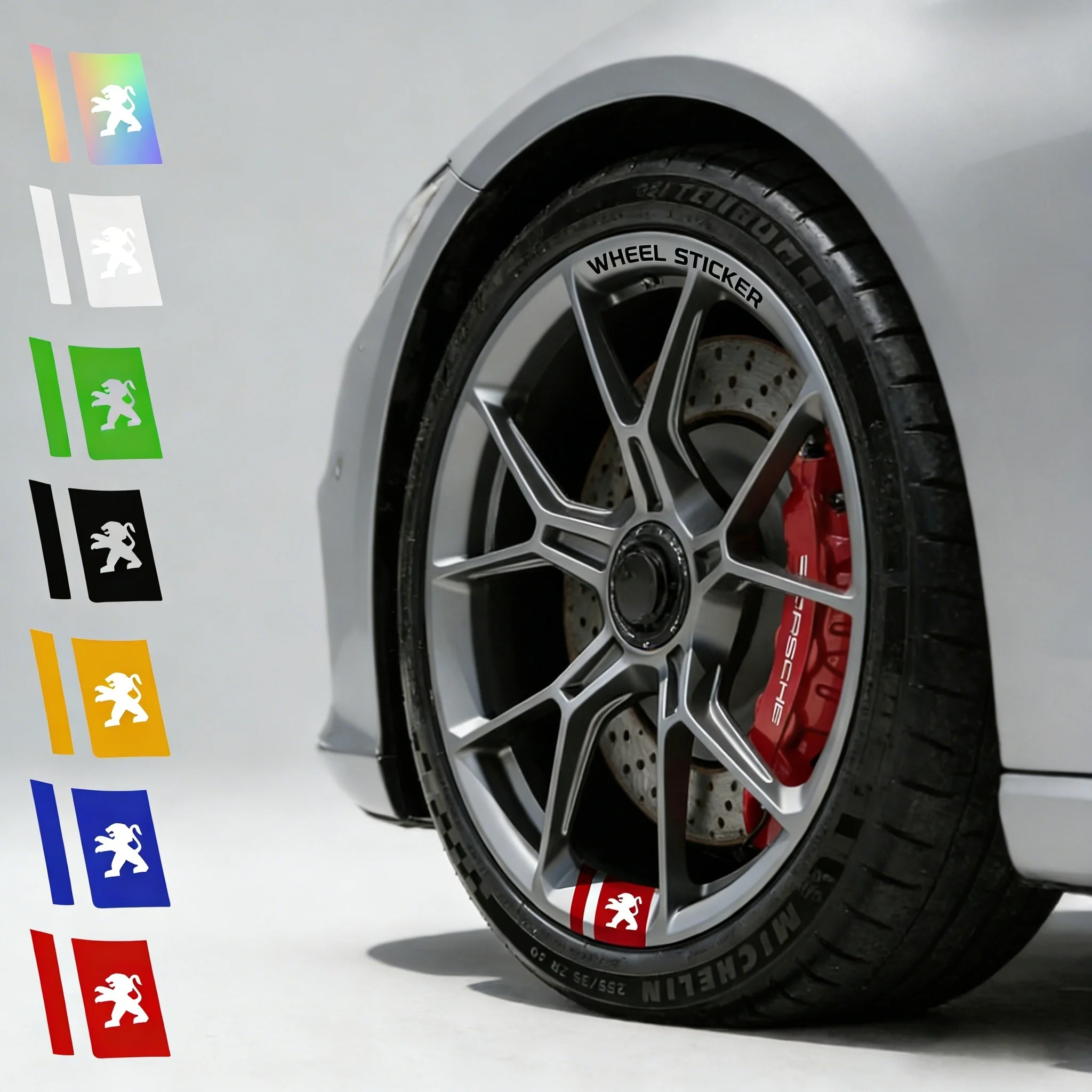 6Pcs Car Wheel Sticker For Peugeot 3008 5008 2008 106 107 108 205 206 207 208 RCZ 306 307 308 508 406 407 408 4007