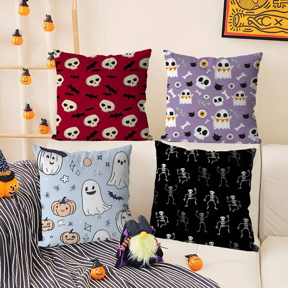 

Funny Halloween Ghost Pillow Case Short plush Double-sided Print Square Throw Pillow Covers Sofa Home Cushion Decor
