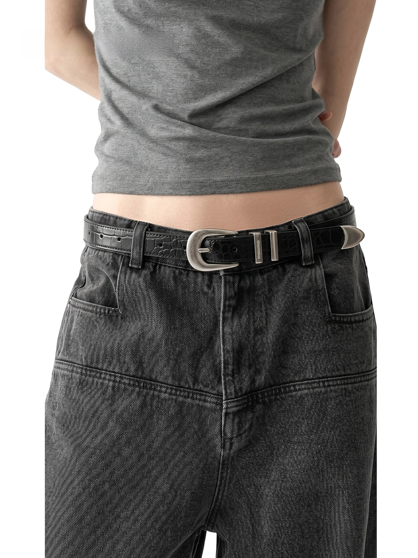 trendy-genuine-leather-belt-slim-design-unisex-jeans-decorative-fashion-belt-volcano-log-brand-light-surface-alloy-buckle