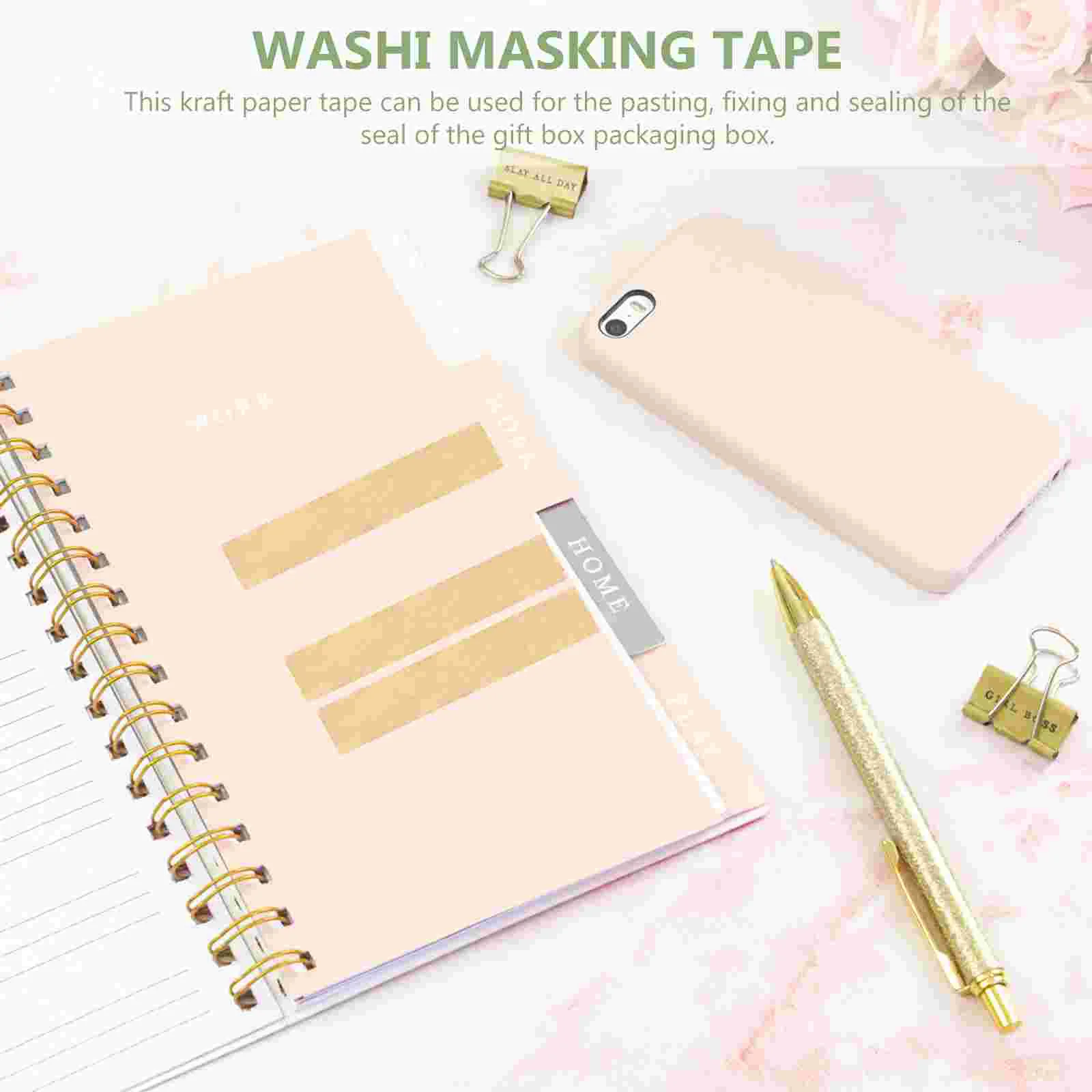 5 uds cinta de papel Kraft cintas de embalaje de sellado cajas engomadas adhesivo conducto fuerte escritorio sin agua