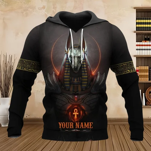 Imagen 2 del producto Sudadera con capucha para hombre, sudaderas con diseño de Eygpt Anubis, Tops gráficos con estampado 3D, jersey de manga larga de otoño, ropa de calle con capucha, ropa para hombre
