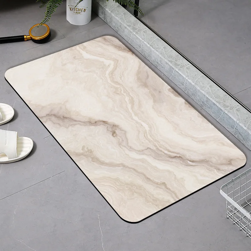 Light luxury marble, diatom mud, water-absorbing quick-drying floor mat, non-slip and dirt-resistant at the bathroom door