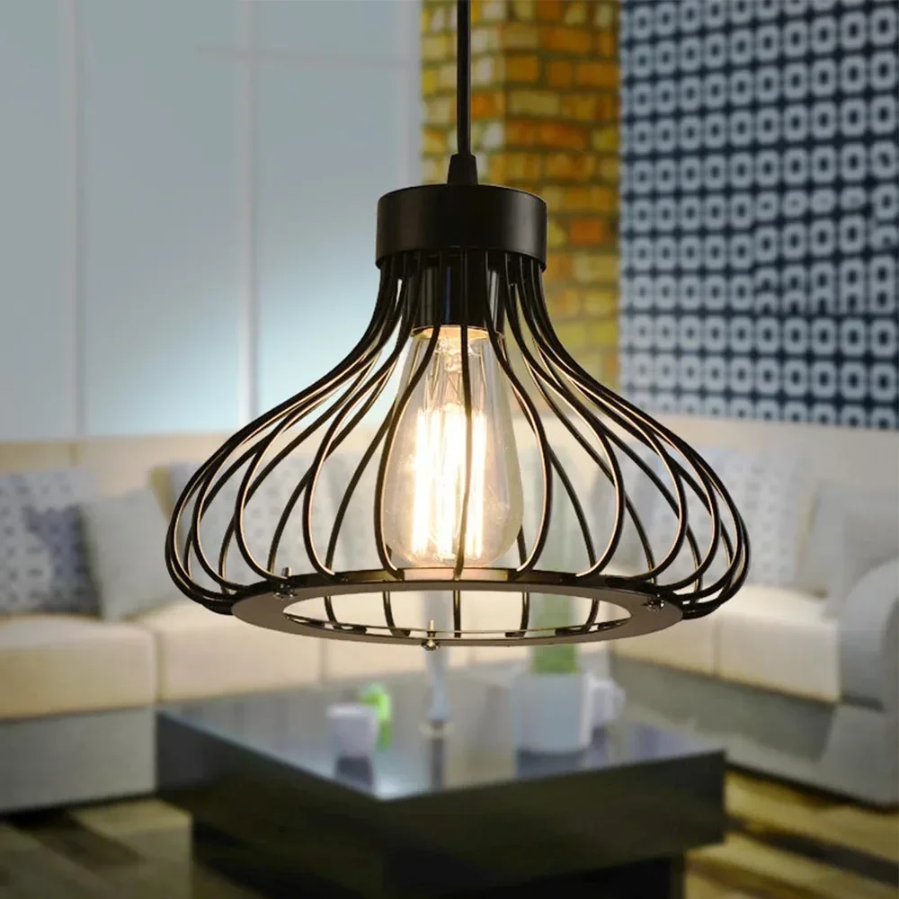 

Retro Ceiling Down Light Pendant Lamp Metal Down Light Iron Flush Mount Chandeliers E27 Black Walkway Kitchen Home Decor Fixture