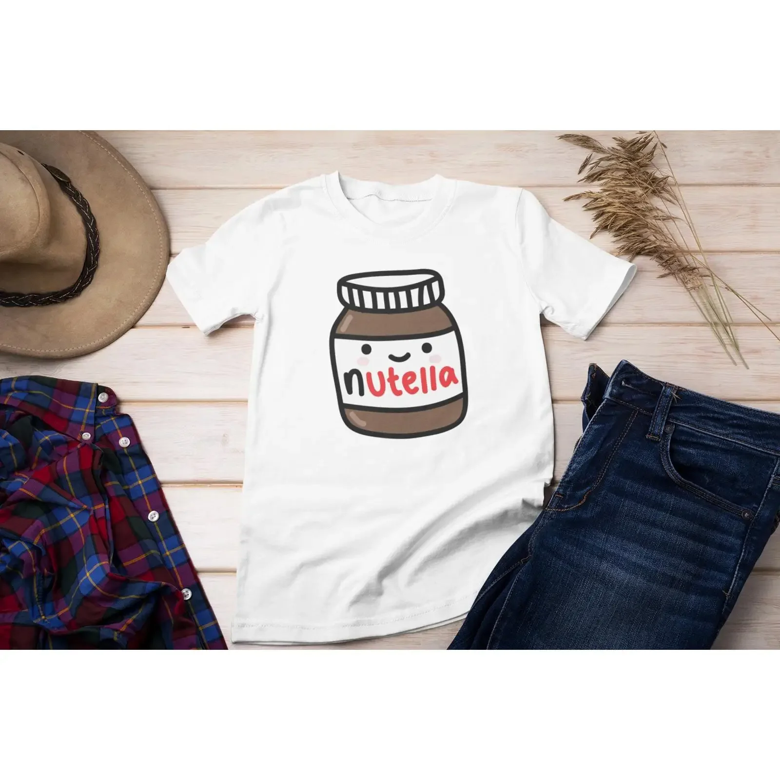 Cute Kawaii Nutella Chocolate Hazelnut Spread T Shirt Funny Food Lover Casual for Fans vintage Washed Comfortable Slightly