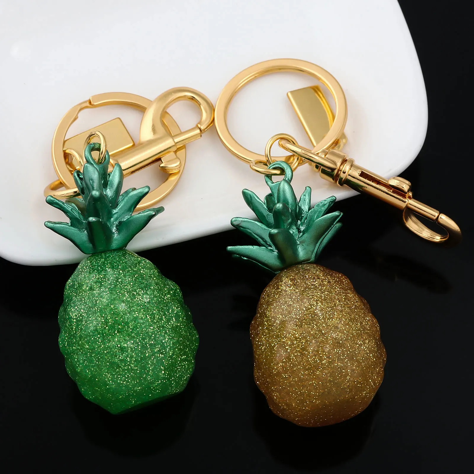 Stylish Fruit Keychains Pineapple Watermelon Mango Pendant Keyrings Party and Banquet Bag Charms Summer Jewelry Gifts