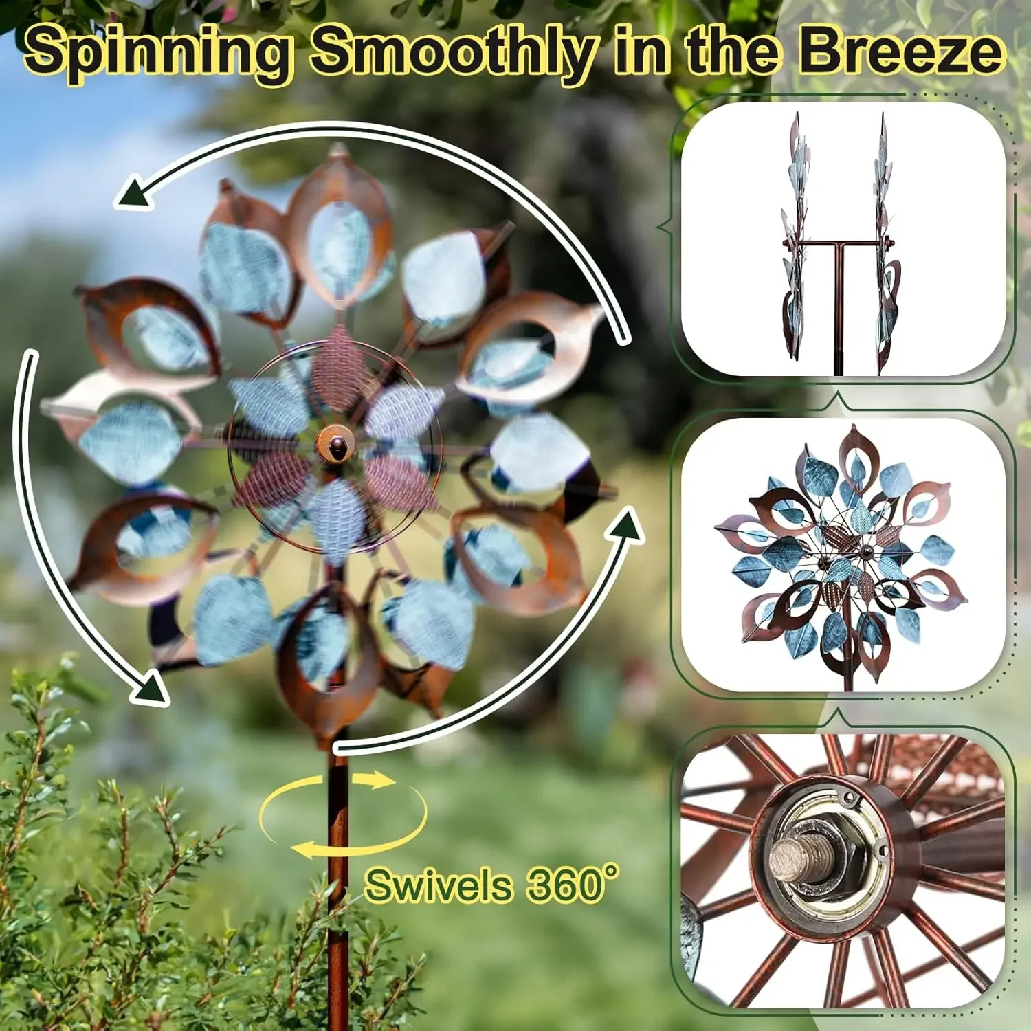 Wind Spinners Outdoor for Yard and Garden, Metal Large Wind Spinner & Sculptures 84 Inch, Garden Spinner Windmills for Yard Deco