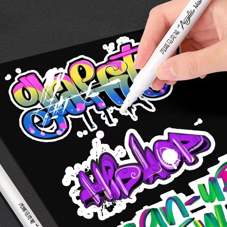 1/3/5pcs White Acrylic Marker,Permanent Pen Art Supplies for Black Paper,Tire,Plastic,Stone,Metal,Painting for Artists,Beginners
