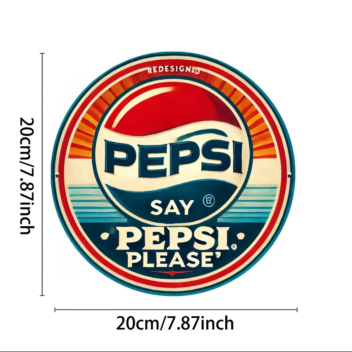 قطعة واحدة من لافتة فنية جدارية من الألومنيوم مقاس 8 × 8 بوصة من بيبسي بليز - مثالية لغرفة النوم والمطبخ وتناول الطعام وديكور البار |   تصميم متين وسهل التعليق