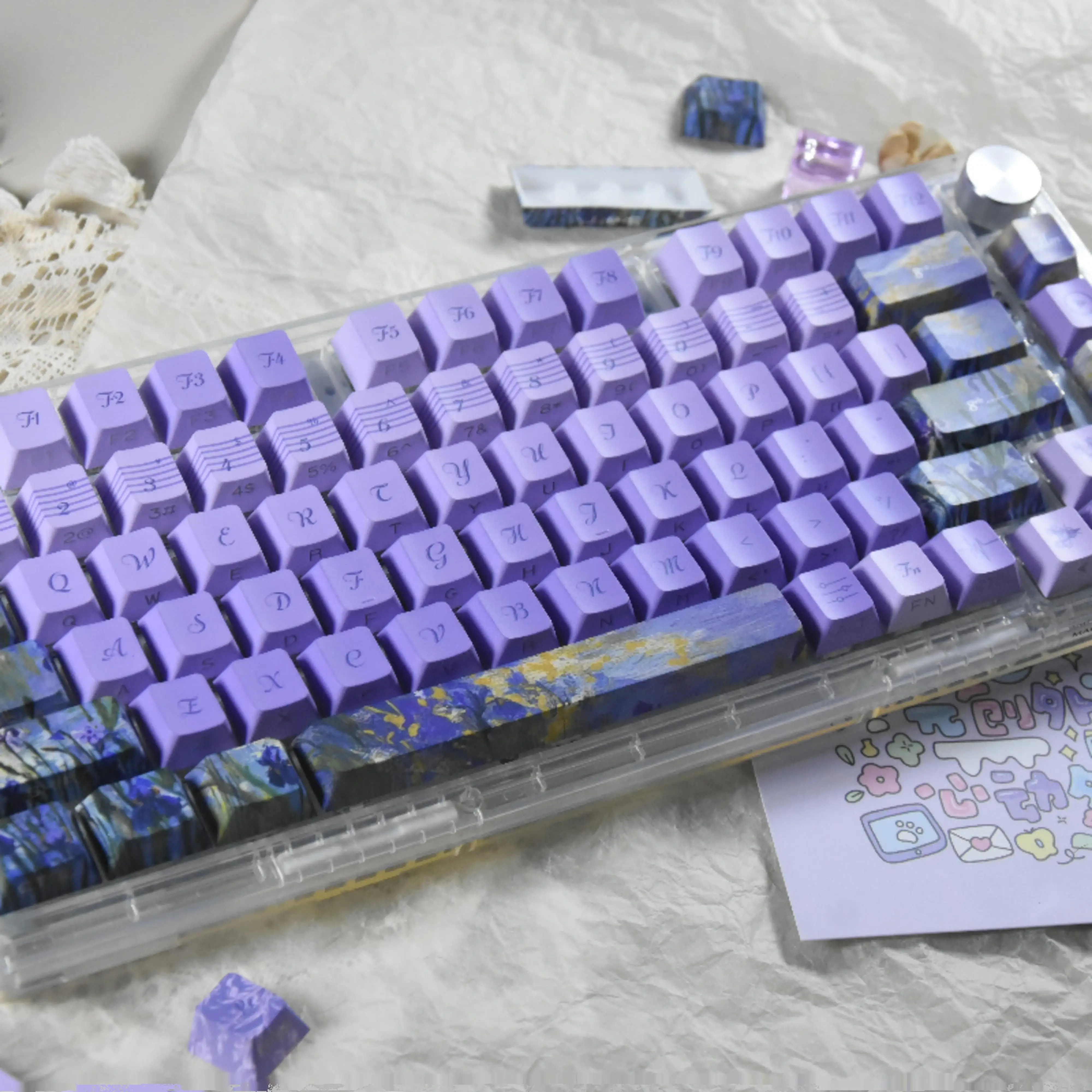 Impression Theme Original Double Engraving Keycap 131 Key PBT Material Sublimation Purple Door