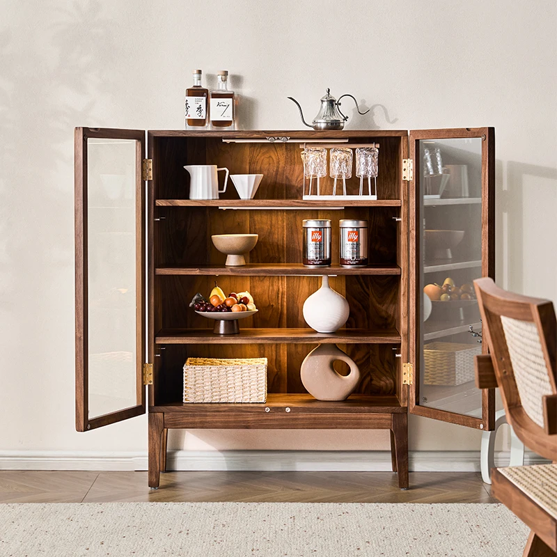 

North American black walnut side cabinet glass tea set storage cabinet display cabinet entrance
