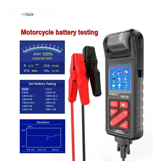 Best Seller FirstKONNWEI Midtronics KW720 6V/12V/24V Motorcycle Car Truck Battery Tester With Thermal Printer Similar