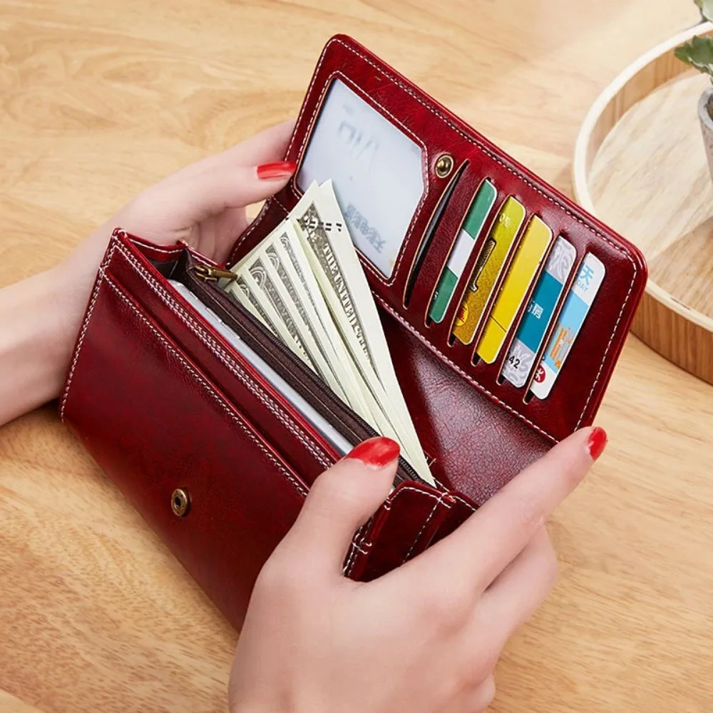 Luxury Designer Purses for Women Long Handbag Zipper Coin Pocket PU Leather Women\'s Wallets Card Holder Monederos Para Mujer