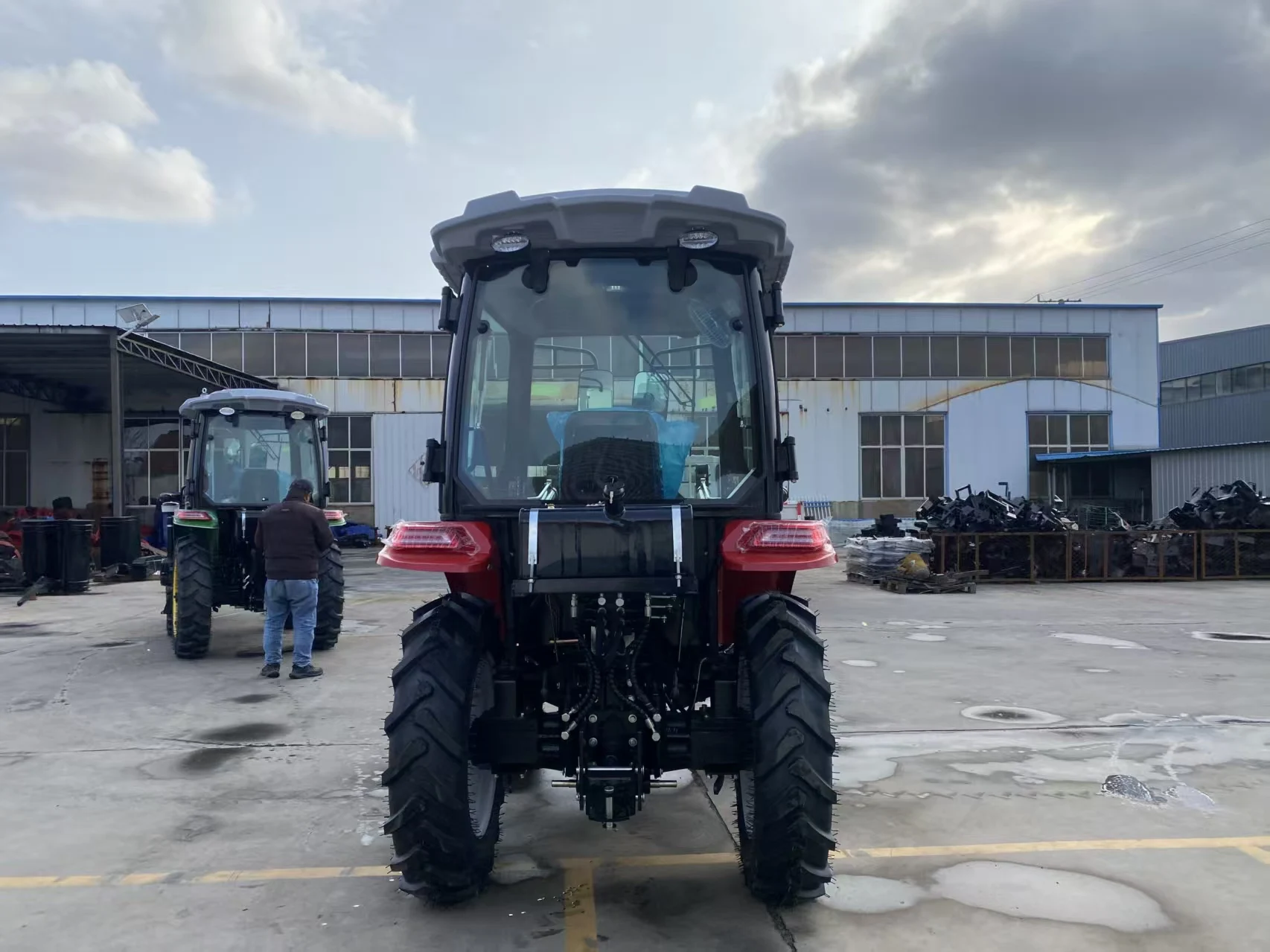 أحمر 40 حصان 50 حصان مزرعة صغيرة ديزل موتوكولتر 4 عجلات جرار مشي صغير #6