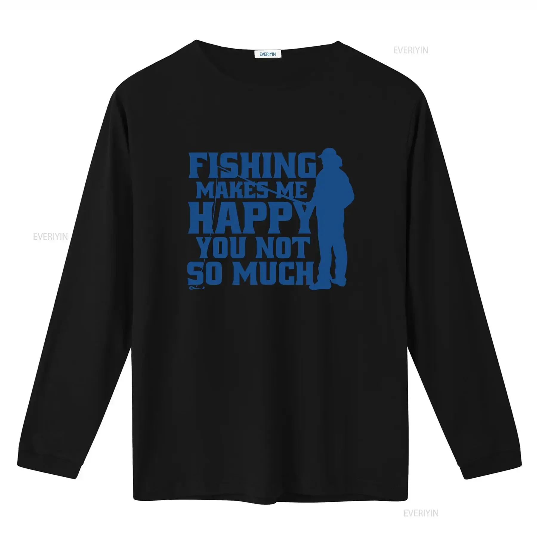 Fishing Makes Me Happy You Not So Much Hobby River Happiness Fisherman Men's T Shirt vintage Washed streetwear Casual Soft