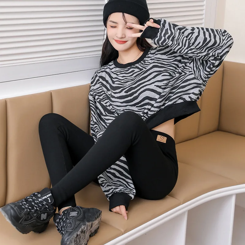 Women Winter Warm Ribbed Leggings High Waist Black Pants For Women Fashion Thermal Comfortable Leggings Ladies Stretchy Leggin