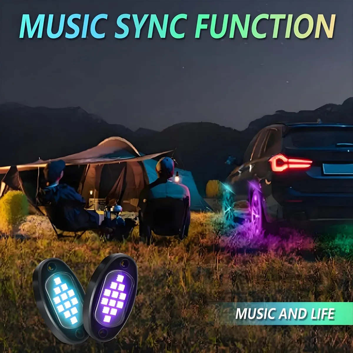 

RGB LED Rock Lights, Multicolor Lights for ATV UTV SUV,B Main in Car Light