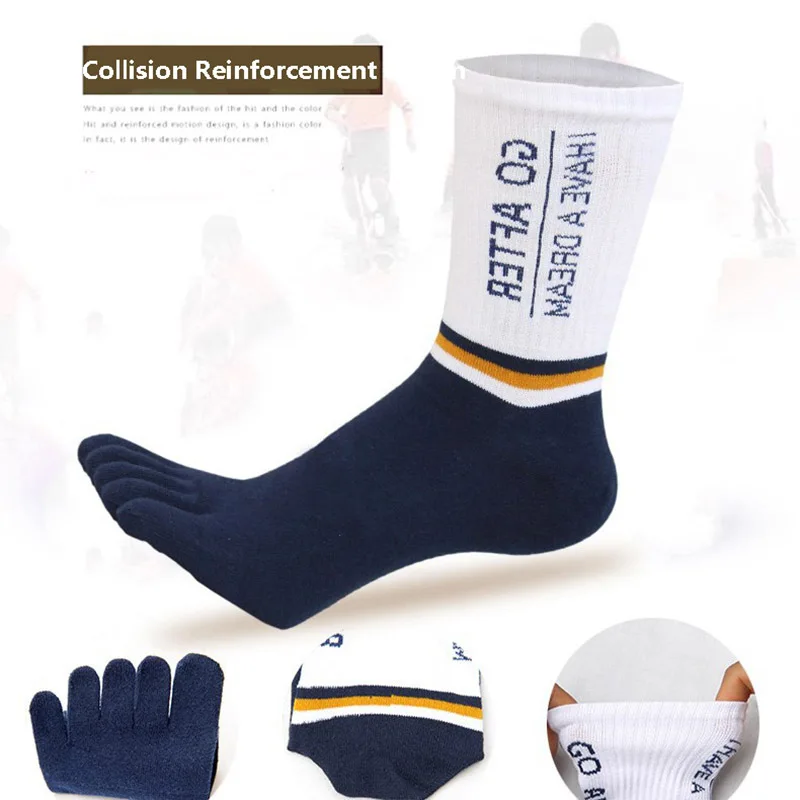 5 Pairs New Cotton Socks Mid-tube Sports Five Finger Sock Split Toe Sweat-absorbing Odor-proof Running Men's Spring Autumn Socks