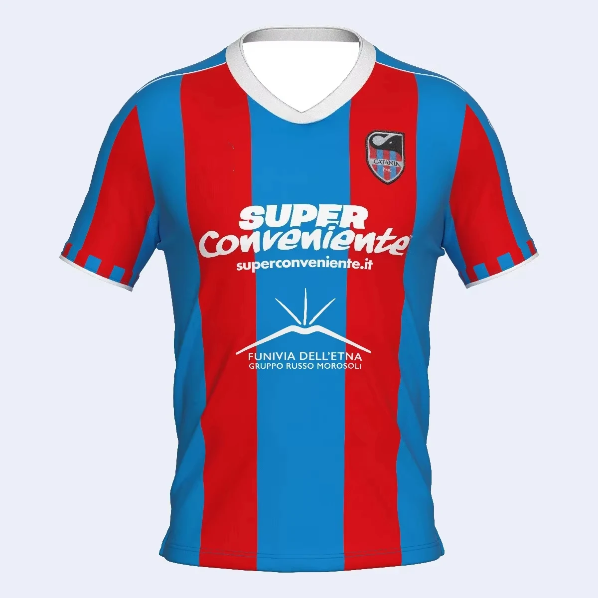 Camiseta de Fútbol Catania Calcio - Franjas Rojas y Azules, Transpirable, Impresión 3D