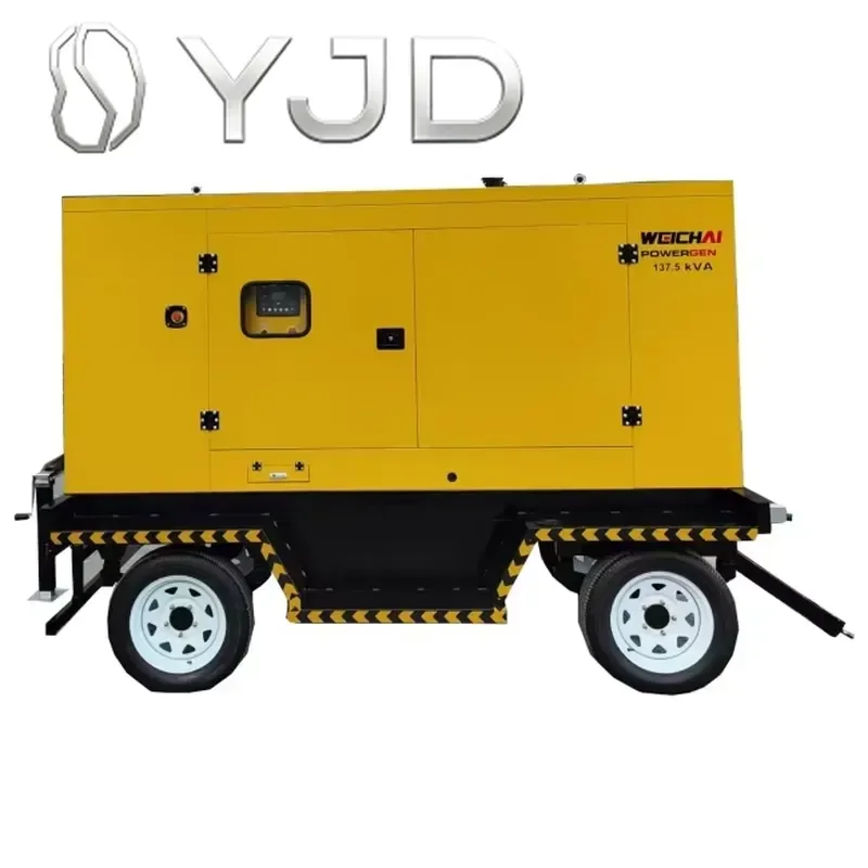 YJD Portable 300KW Diesel Generator Set 3 Phase Electric Start Low Noise Mobile Power Plant on Four-Wheel Trailer with ATS