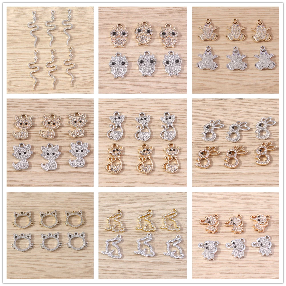 Tusember 10 Stück 17*21mm Niedliche Kristall-Häschen-Anhänger für DIY Handgemachten Schmuck, Armband-, Halsketten- und Ohrring-Zubehör – Detail 1