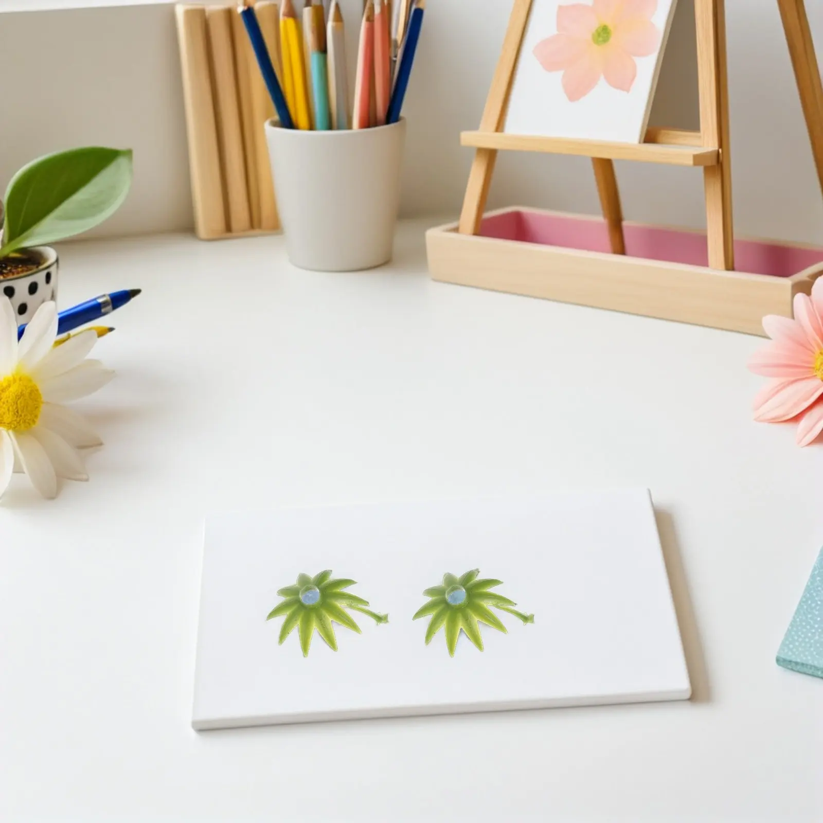100 pièces de bases de fleurs artificielles, calyces verts en plastique de 2,3 cm, fournitures florales pour l'artisanat, fournitures de fleurs DIY pour l'arrangement