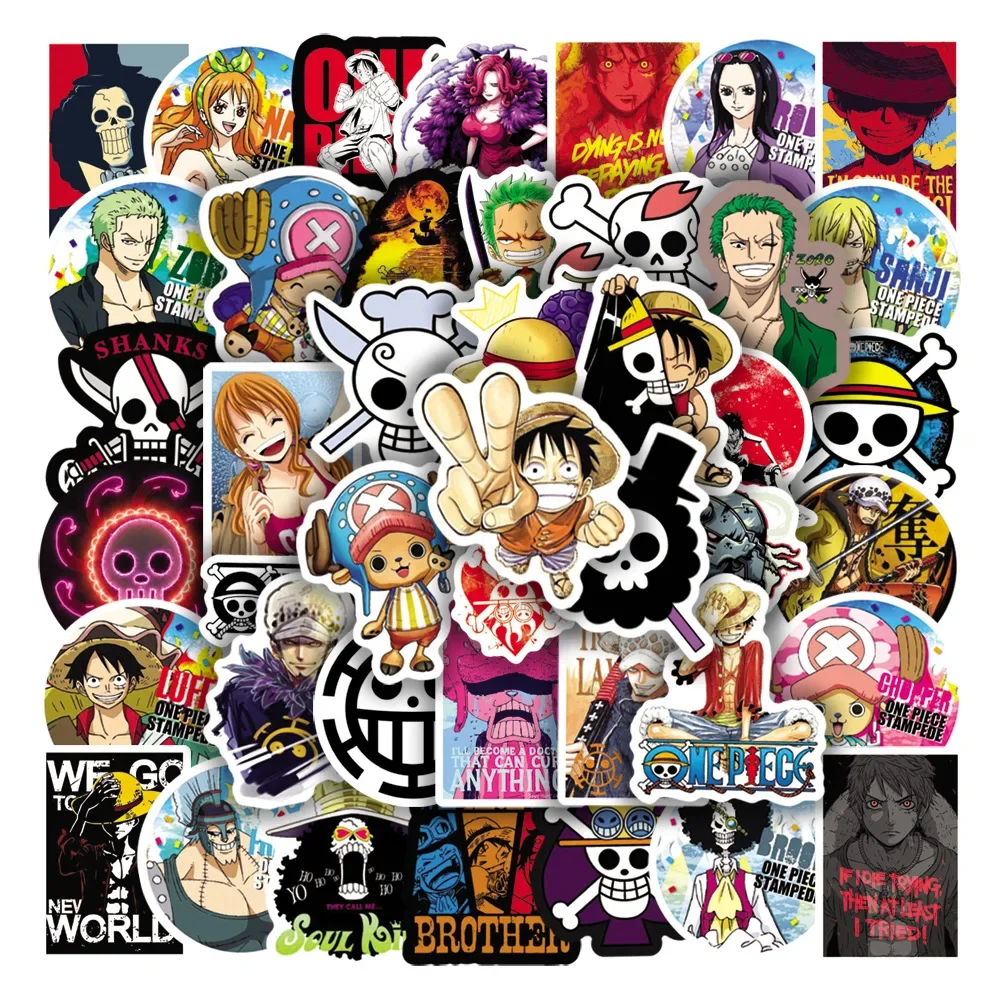 50/100/200/500Pcs Non-repeatingJapanese Classic Cartoon Anime One Piece DIY Graffiti Waterproof Sticker