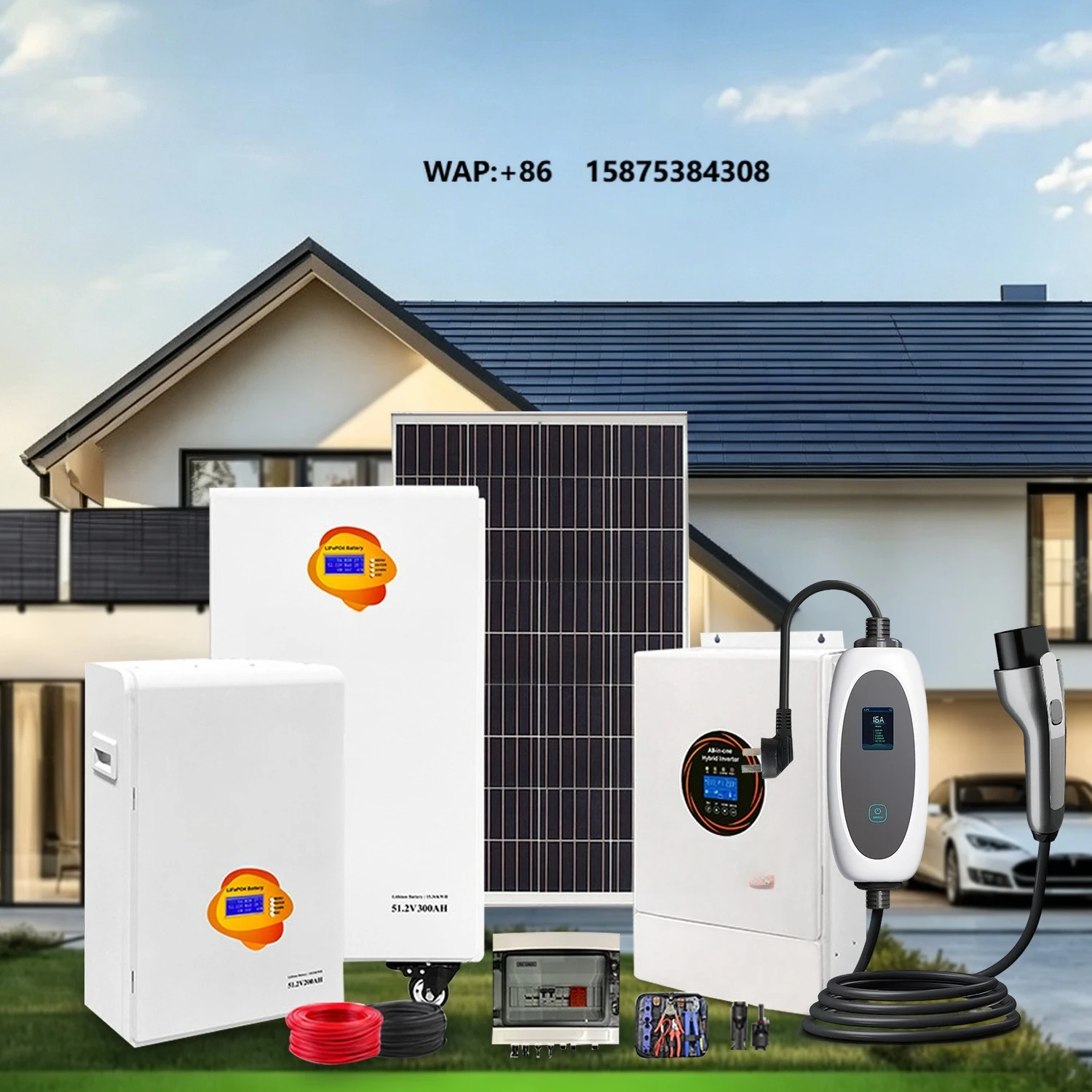 Home Energy Storage Inverter and EV Charger All-in-One 5kW 10kW Solar Battery Storage System for EV and Home Backup