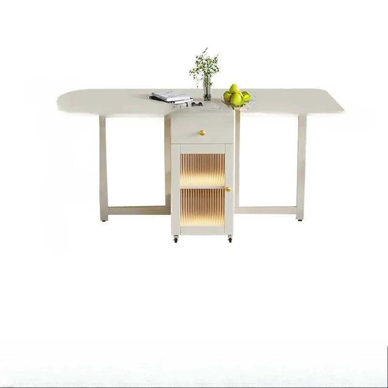 

Acrylic rock slab dining table light luxury modern simple small apartment household telescopic folding rectangular table