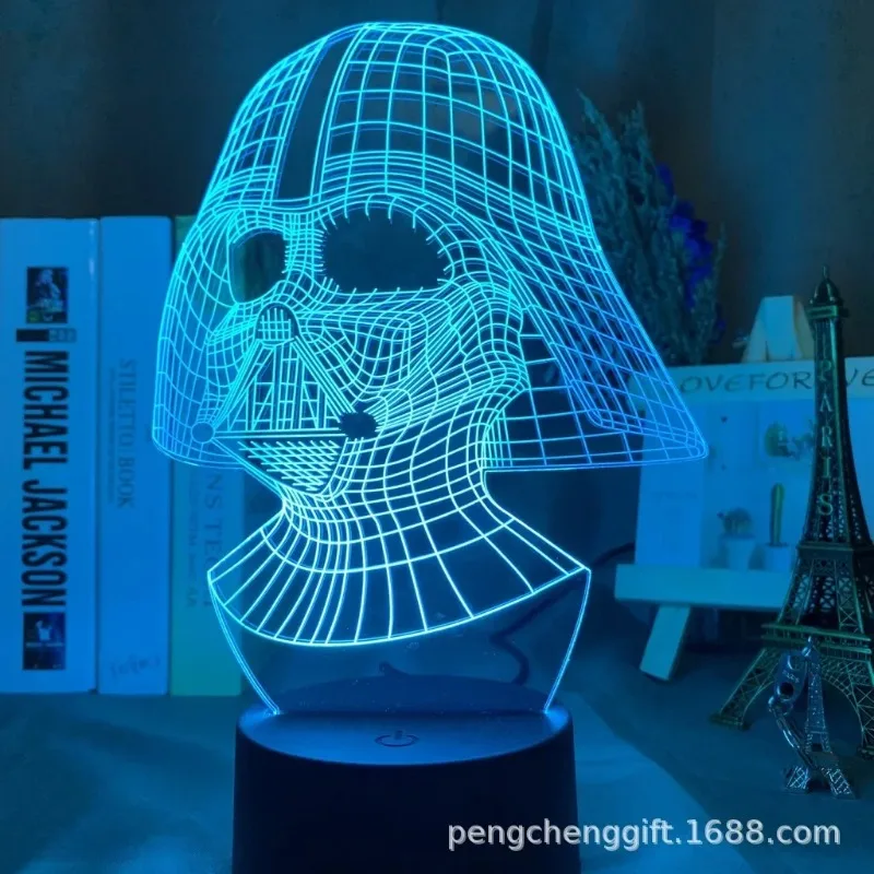 Figurki Anime Star Wars Lampa 3D LED Illusion Night Light Yoda Baby Lampara dla dzieci Dekoracja sypialni Lampka nocna Manga Lampa stołowa