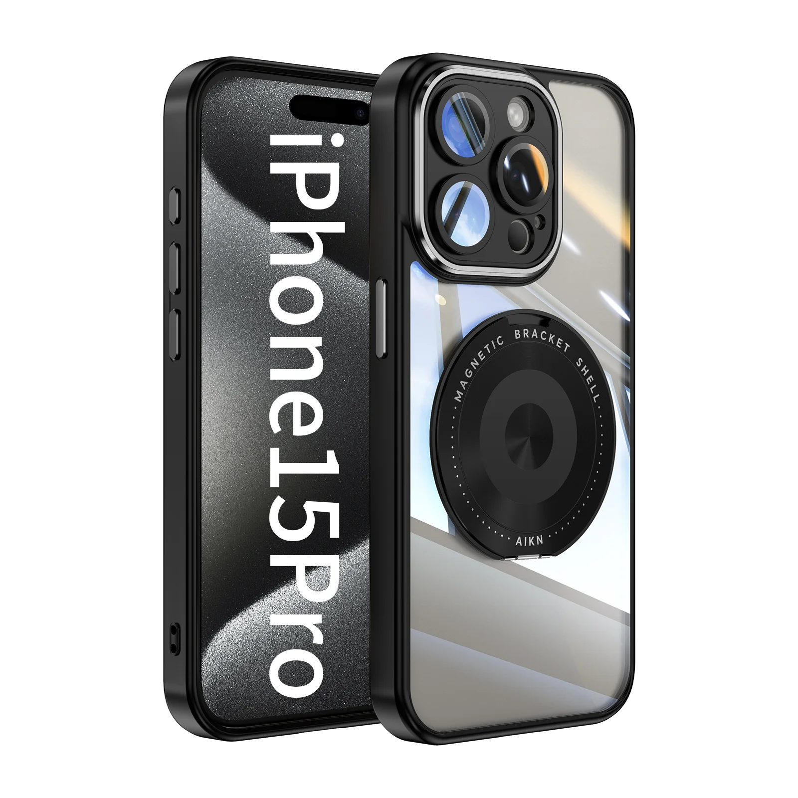 

Luxury rotating ring stand phone case suitable for iPhone 15, 14, 13, and 12 Pro Maxwith lens protectionhard soft TPU shell